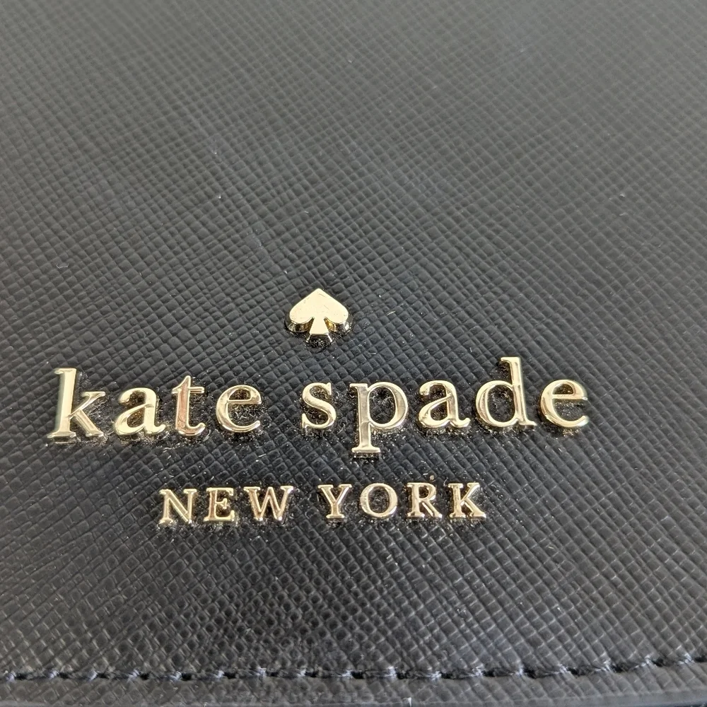Kate Spade Carson Handbag Short Chain Strap Black Saffiano Leather Gold Tone